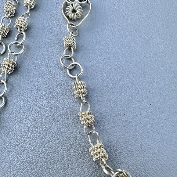 Vintage Silver Rosary Filigree Style Industrial Sculptural Minimalist Brutalist - Picture 3 of 5